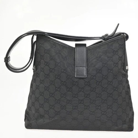 GUCCI GG Pattern Jackie Shoulder Hobo Bag Canvas Leather Black Italy 04DA282 - Picture 3 of 16
